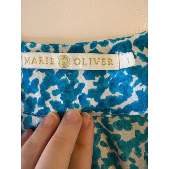 Marie Oliver Ryan Silk Mini Wrap Dress in Pebble Blue Ruffle Hem Large Coquette - Picture 5 of 9